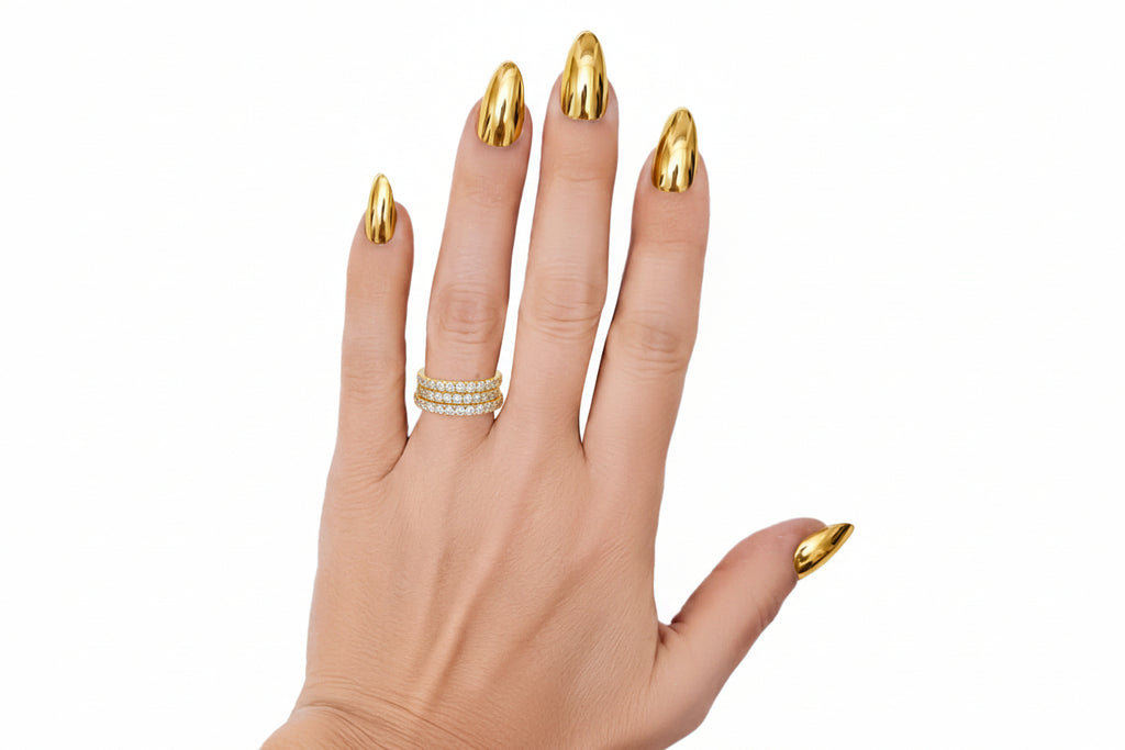 One full set of 10 nails in 14k SOLID gold